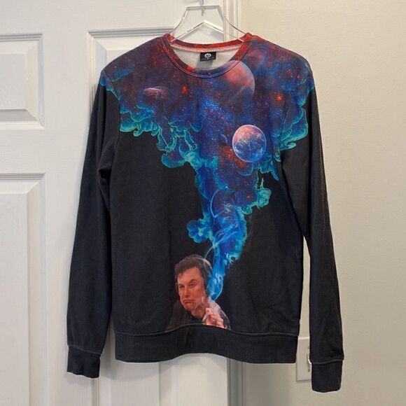 Aloha From Deer Just One Hit Smoke Galaxy Black Sweatshirt Size Medium - Picture 2 of 10